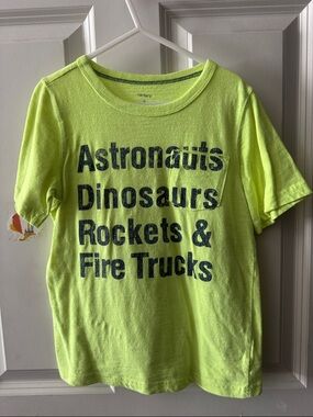 Carter's Neon Yellow Graphic Tee - Navy Blue Text